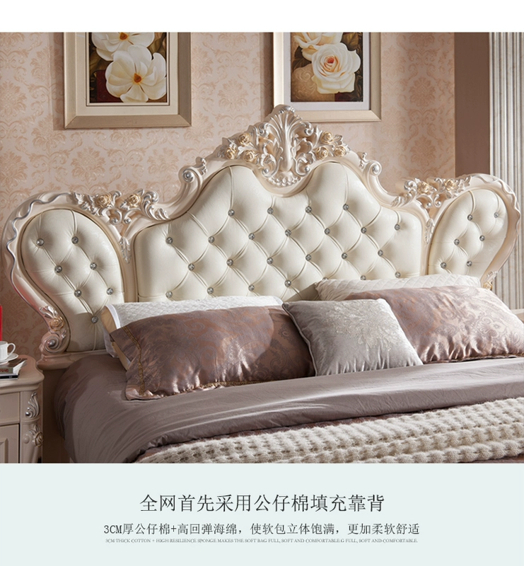 Giường ngủ châu Âu gỗ đôi giường đơn 1,8 m phòng ngủ chính giường sang trọng công chúa giường cưới giường da 1,8m đơn giản giường châu Âu - Giường giường 1m6