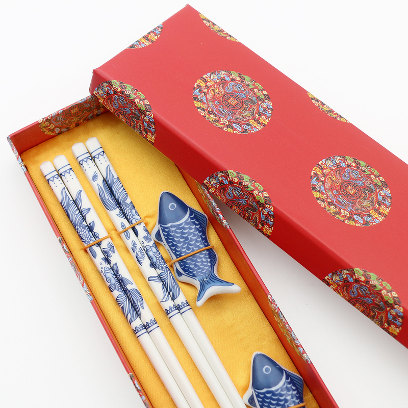 Chinese Jingdezhen Blue and White Porcelain Chopsticks Gift Set Business Gift High-End Gift Box Souvenir for Foreigners Chinese Jingdezhen Blue and White Porcelain Chopsticks Gift Set Business Gift High-End Gift Box Souvenir for Foreigners