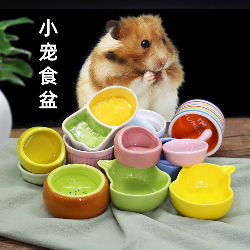 Hamster rabbit hedgehog special ceramic food basin plastic automatic feeder Dutch pig food Anti-turning products