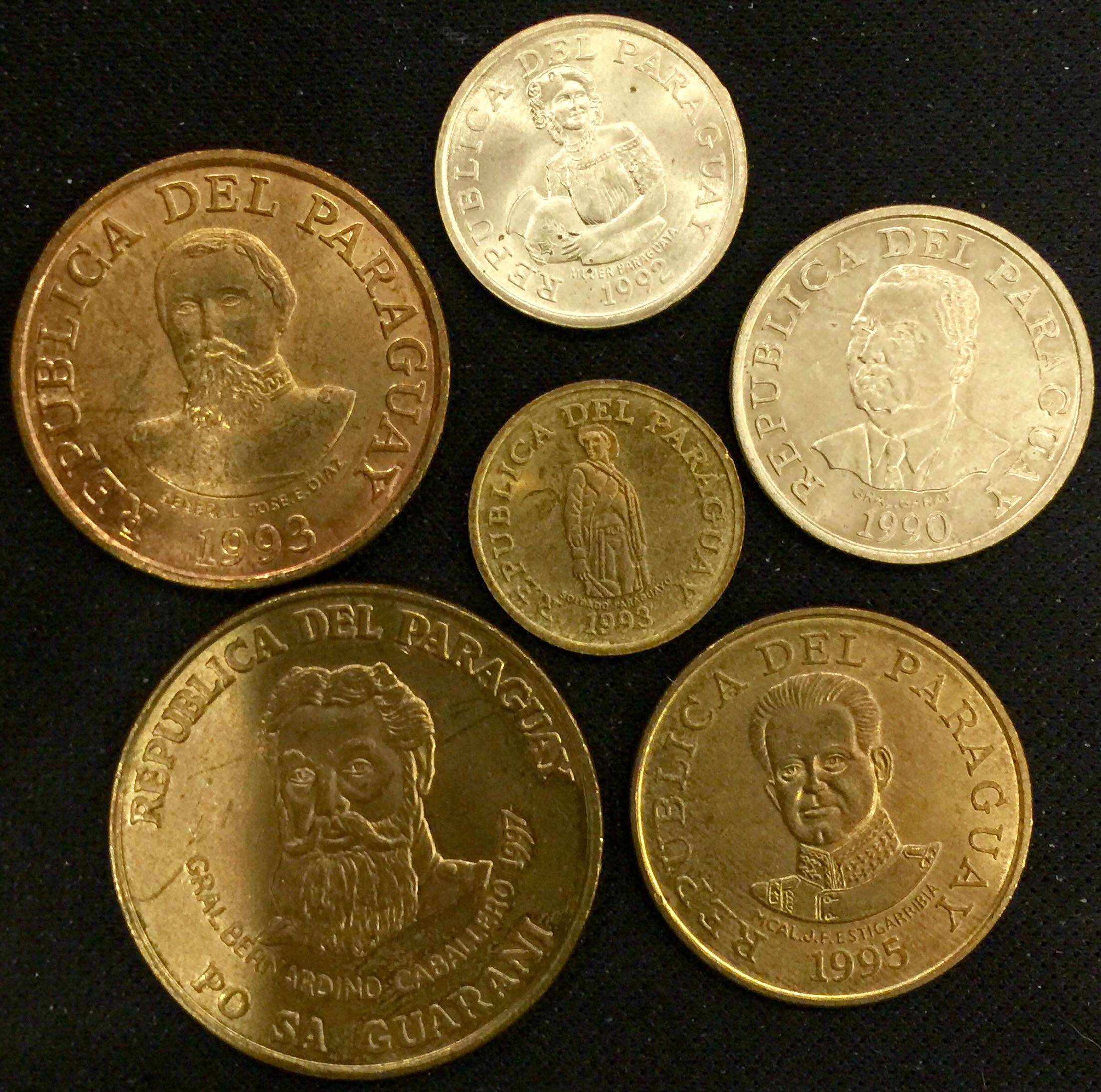 UNC-1990 1997 Paraguay character edition 6 sets of copper-nickel coins Yuanguang new appearance coin collection