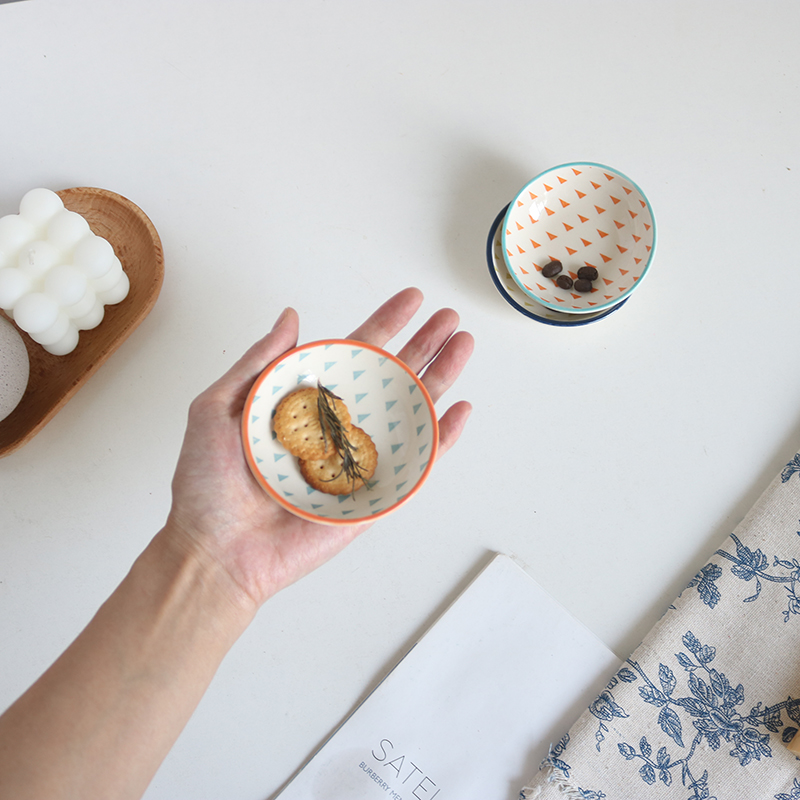 Creative Personality Nordic Style Geometric Printing 4-5 Inch Ceramic Seasoning Sauce Dish Dessert Dish Decorative Dish Dessert Dish