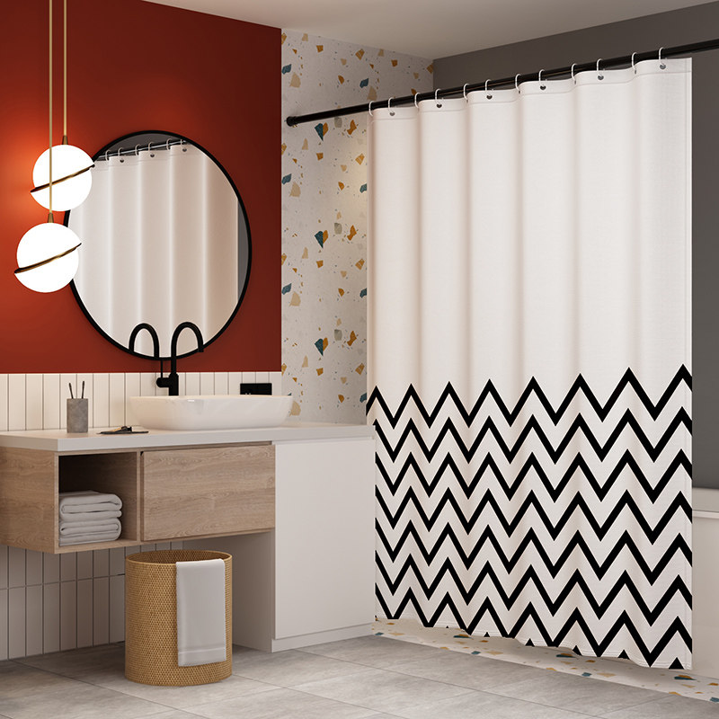 Nordic Bath Curtain Waterproof Cloth Bathroom MAKEUP ROOM BATHING PARTITION WINDOW SUIT FREE OF PUNCH AND MILDEW WATER RETAINING CURTAIN HANGING CURTAIN