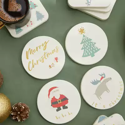 Diatom mud absorbent coaster cup mat Christmas festival decoration creative Nordic dining table quick-drying non-slip insulation mat
