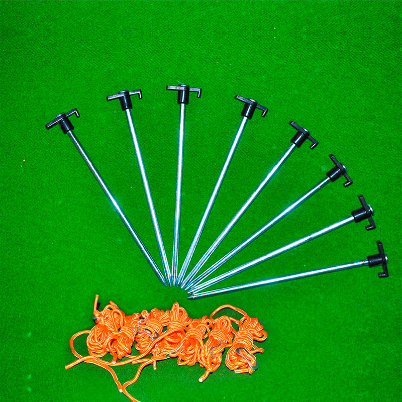 Tent lengthening ground 25cm battalion nails thick 8mm steel nails L ground nails beach plastic ground ding sky curtain wind rope 3 meters
