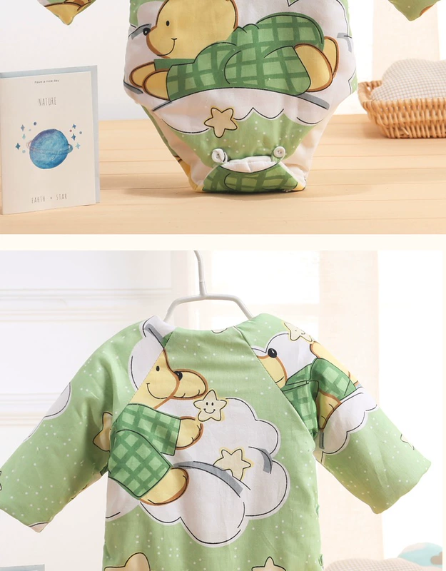 Baby handmade cotton tam giác quần áo dài mùa đông những người dày romper trẻ sơ sinh túi cotton rắm dày