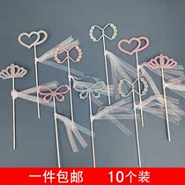 Loving Cloth Art Crystal Luxurious Water Drill Birthday Cake Decoration Plug-in Wedding Party Butterfly Net Red Crown Pendulum