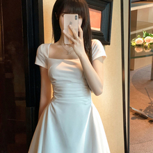 French Pure Desire White Dress for Women in Summer, Small stature, Waist Tight, Sweet and Spicy Skirt, Long Dress, First Love Little White Dress