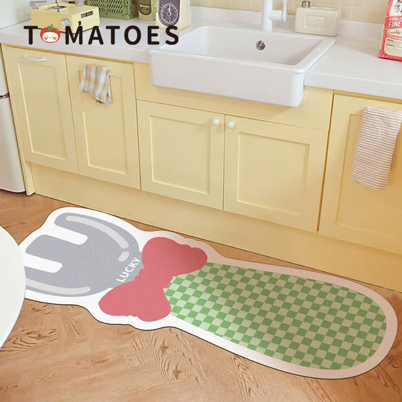 Ins style kitchen floor mat no washable wipeable leather mat