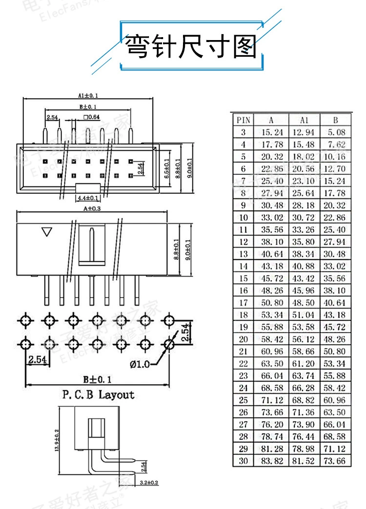 DC3 đơn giản đế sừng 10P/16P/20P/30P thẳng pin cong pin màu xám cáp cắm khoảng cách ổ cắm 2.54mm