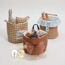 Wang Jiang Kindergarten] Korean LouisDog plaid bow pet dog toy storage basket - reservation