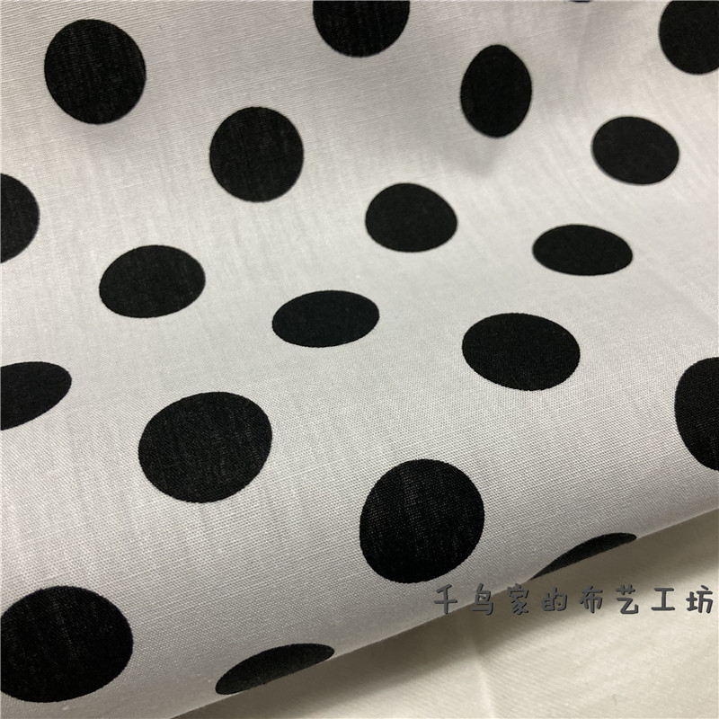 High-End White Base with Black Polka Dots, Polka Dot Pattern, All-Cotton Fabric for Shirts, Dresses, Handmade DIY Fabric