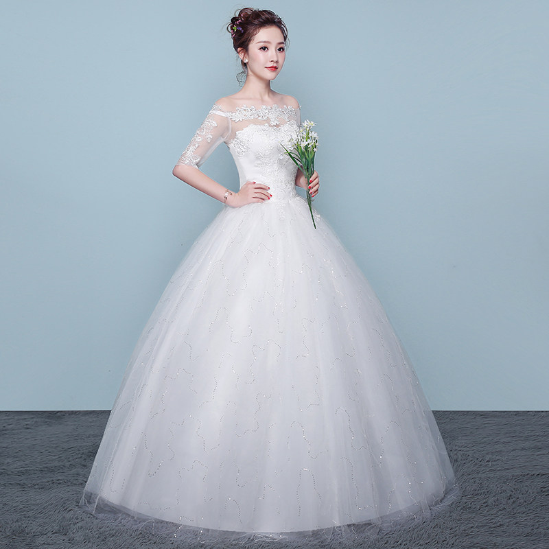 Свадьба 2024 новый темперамент невеста свадьба юбка простой маленький рост выйти замуж корейский ровная земля слово плечо тонкий 