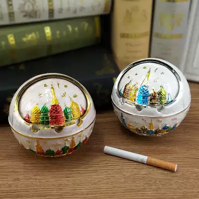 European-style creative high-end luxury windproof household living room with lid metal large personality trend multi-function ashtray