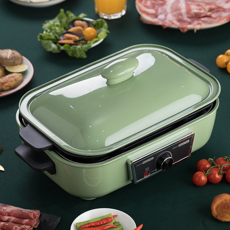 Multi-function cooking pot British net red pot small household electric barbecue hot pot roasting and frying all-in-one pot barbecue plate