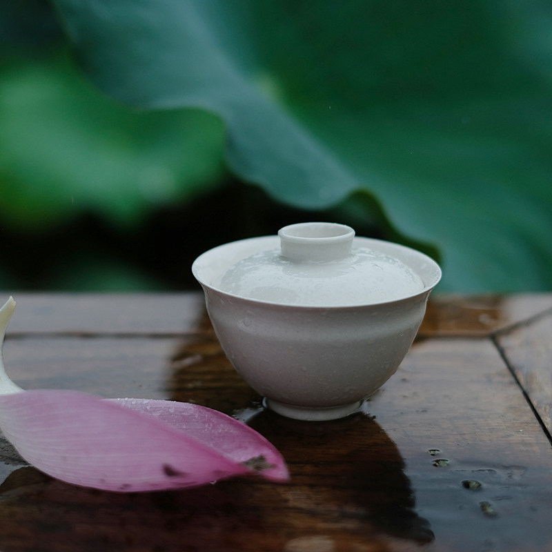 Tea Painter small brute waist cover Bowl Grass Wood Grey Glazed Tea Set Single Cover Bowl without Cup