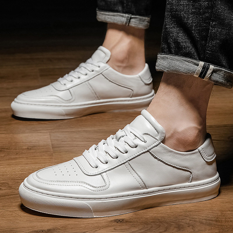 2023 Summer Men Leather Shoes Breathable Little White Shoes European Station Leisure Plate Shoes men's shoes are hundred