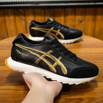 2022 Summer New Casual Shoes Men Genuine Leather Breathable Running Shoes Embroidery Flat-bottomed Lacing 100 Hitch Sport Shoes