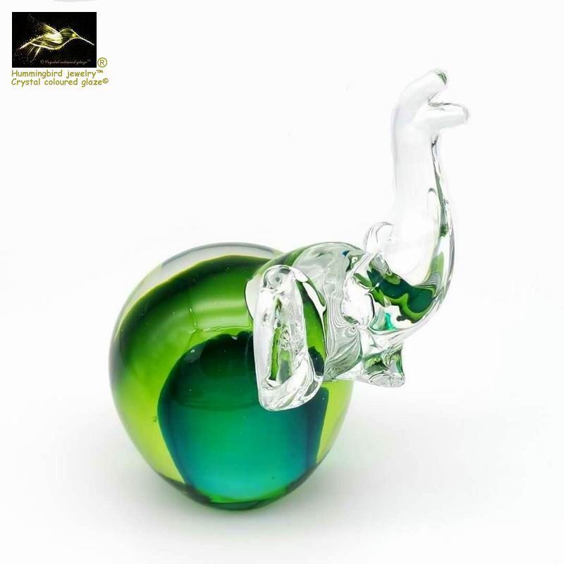 Boutique Green Ball Elephant Glass Ornament Craft Gift Ornament Naughty Elephant Bookcase Decoration Nafu Wenju Gift