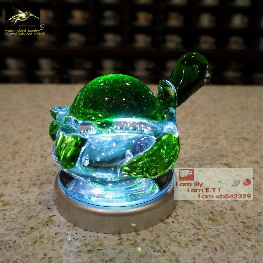 Highlights Glazed Small Turtles Swing Piece Headstock Bookcase Ornament Glazed Little Nightlight Light Transmission Hug Green Turtles