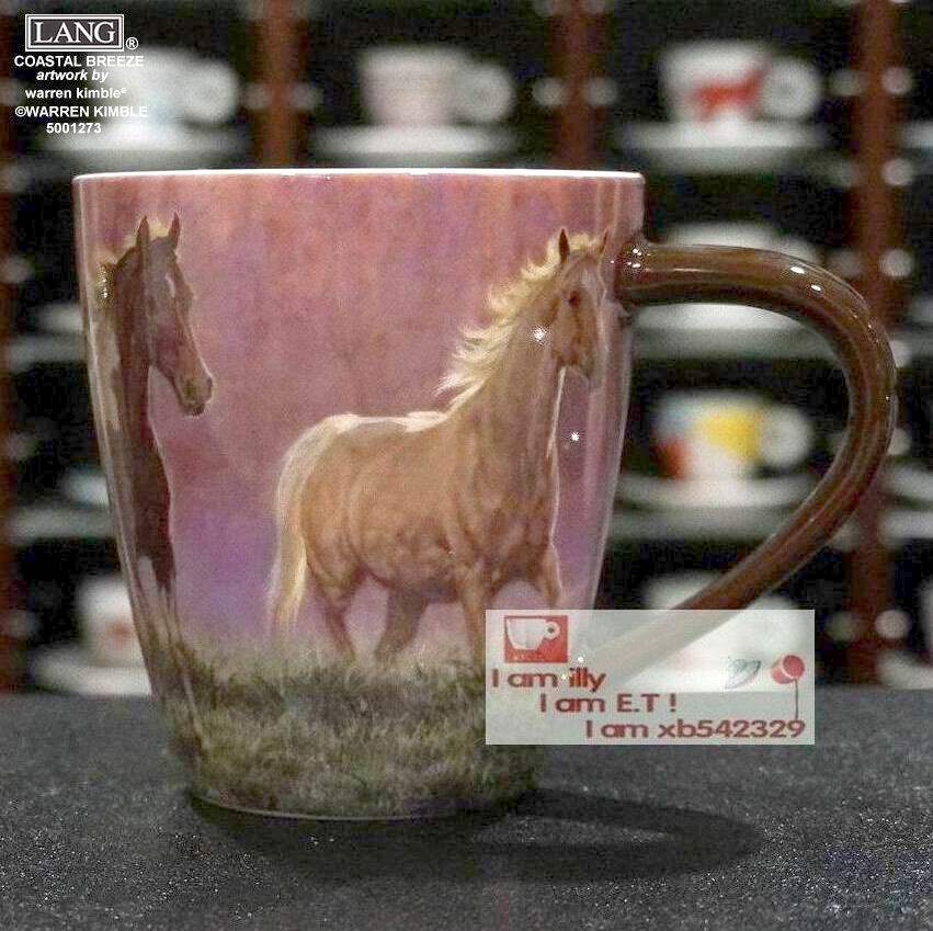 American original single LANG thickened Mark Cup Jun Mara flowers with an iron coffee cup with a large coloured drawing of an iron cup