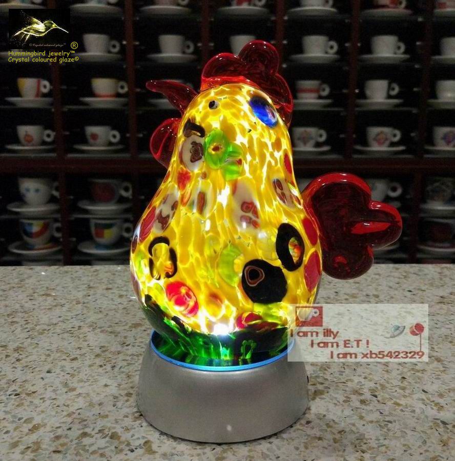 Wonderful Glazed Glazed Swing Piece Head Swing Piece Bookcase Ornament Glazed Nightlight Light Transmission Colorful and Small Fat Chicken