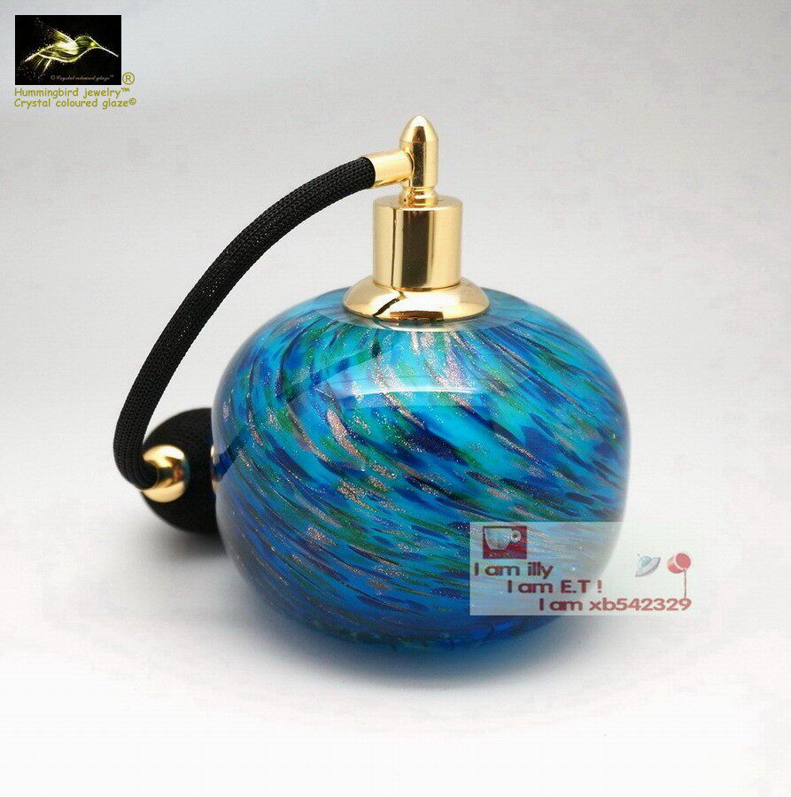 European-style spray bottle Perfume aerosol bottle Wonderful glass perfume spray bottle Blue-colored gold-patterned large perfume bottle