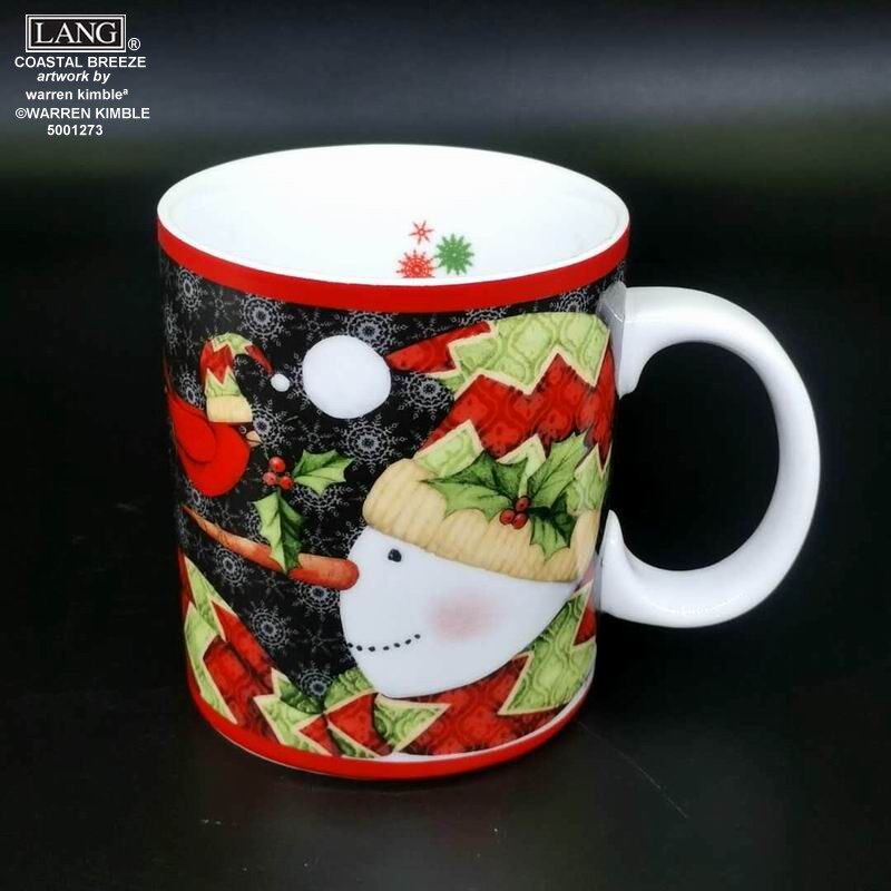 Foreign Trade Boutique LANG Mug Standard American Mark Painted Mug Snowman and Cardinal Coffee Mug Accompanying Mug