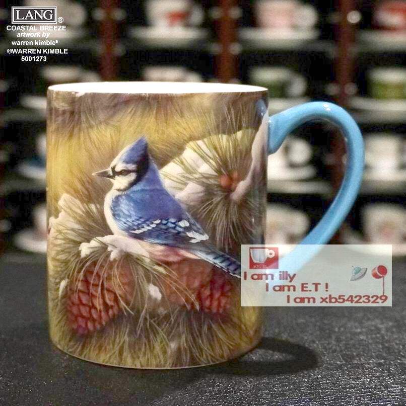 Foreign trade boutique LANG mug Standard American mark painting Blue bird coffee cup accompanying cup 52