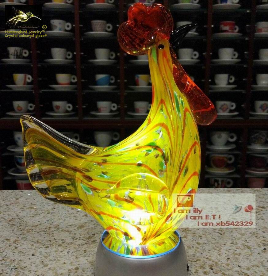 Glazed Gifts Car Front Glazed Ornaments Bookcase Ornaments Glazed Night Lights Yellow Spot Translucent Rooster