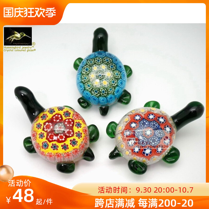 Wonderful glazed small turtle ornaments Car front bookcase ornaments glazed night light three-color colorful turtle