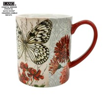 Foreign Trade Boutique LANG Mug Standard American Mark Painted Cup Butterfly and Red Flower Coffee Cup Handy