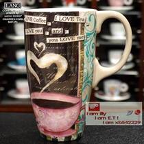 Export foreign trade Oversized Latte cup Latte milk special painted cup Large Mark coffee cup Coffee heart language