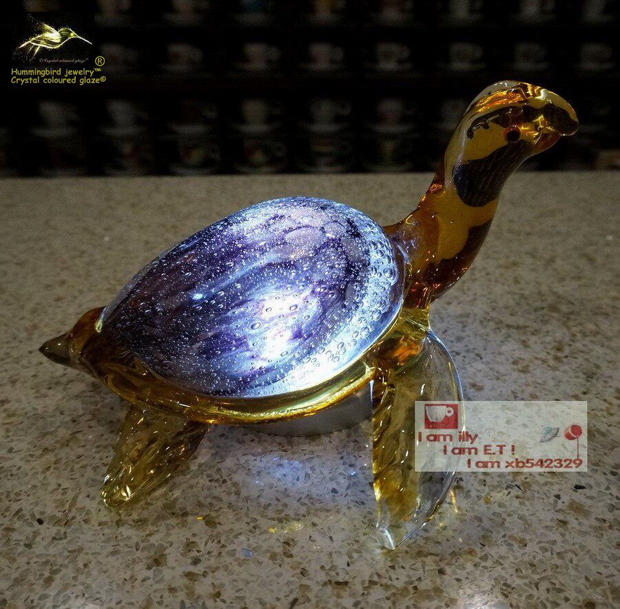 Glazed Glazed Ornament Golden Turtle Ornament Bookcase Ornament Glazed Gift Golden Turtle Glazed