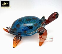 Wonderful colored glaze black spot blue sea turtle ornaments bookcase glaze gift blue sea turtle glaze decoration