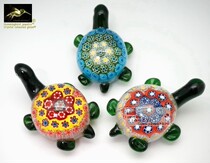 Wonderful glazed small turtle ornaments car front bookcase jewelry glass night light three-color Wanhua small colored turtle