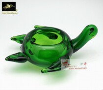 Wonderful colored glaze small sea turtle glaze decoration table Candlestick table top jewelry glass gift green turtle candlestick