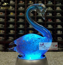 Wonderful glaze gift car front glaze ornaments bookcase jewelry glass night light blue gold transparent Swan