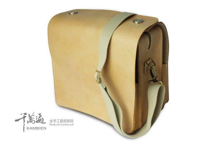 One-shoulder backpack leather handmade custom head layer vegetable tanned cowhide iPad bag full copper YKK zipper double outer pocket horizontal section