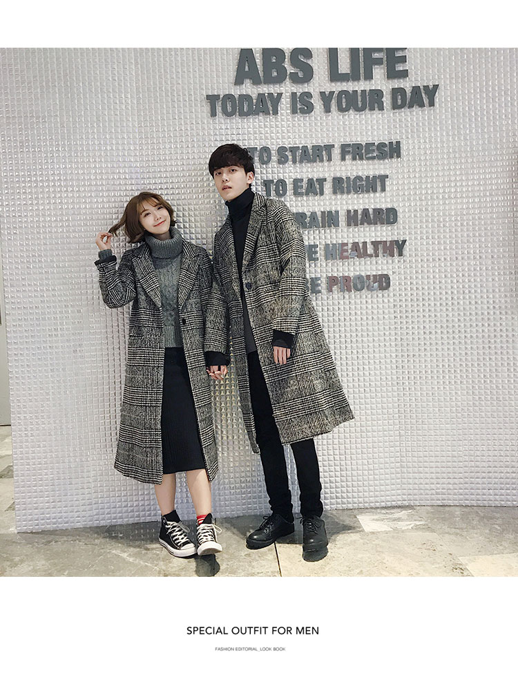 Mùa đông cộng với áo khoác len dày cotton đôi áo gió chất liệu ngàn chim tartan áo len dài phần DY01P120 mẫu áo khoác nam đẹp 2021