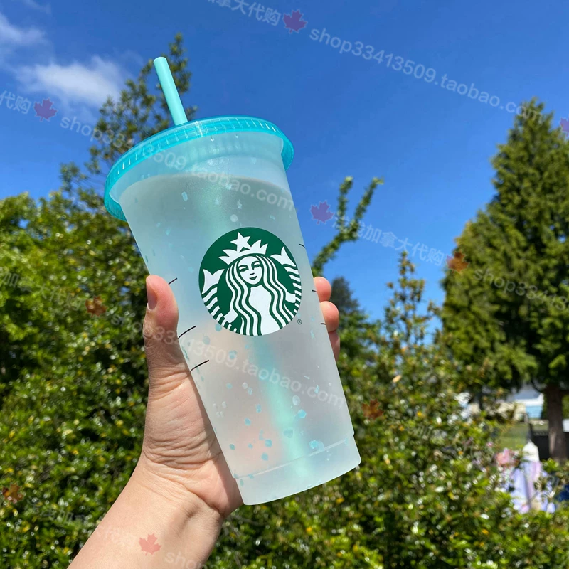 Кружка Starbucks кофейная кружка цветная экологичная чашка радуга чашка радуга не содержит BPA холодная вода 709мл