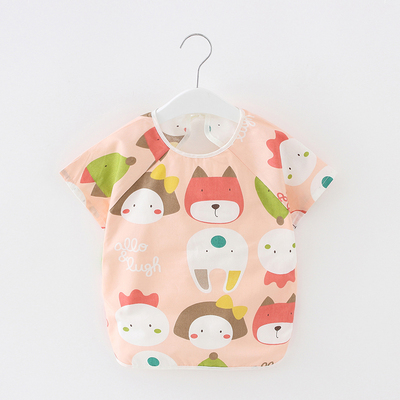 Summer baby pure cotton cover waterproof short sleeves baby boy anti-wear sleeves No sleeves for men and women Children eat protective clothing