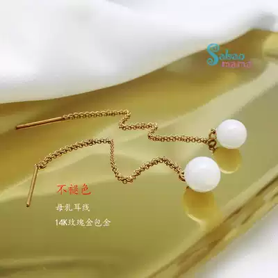 14K rose gold bag gold earrings non-fading fetal hair breast milk earrings souvenirs baby breast milk high-end customization