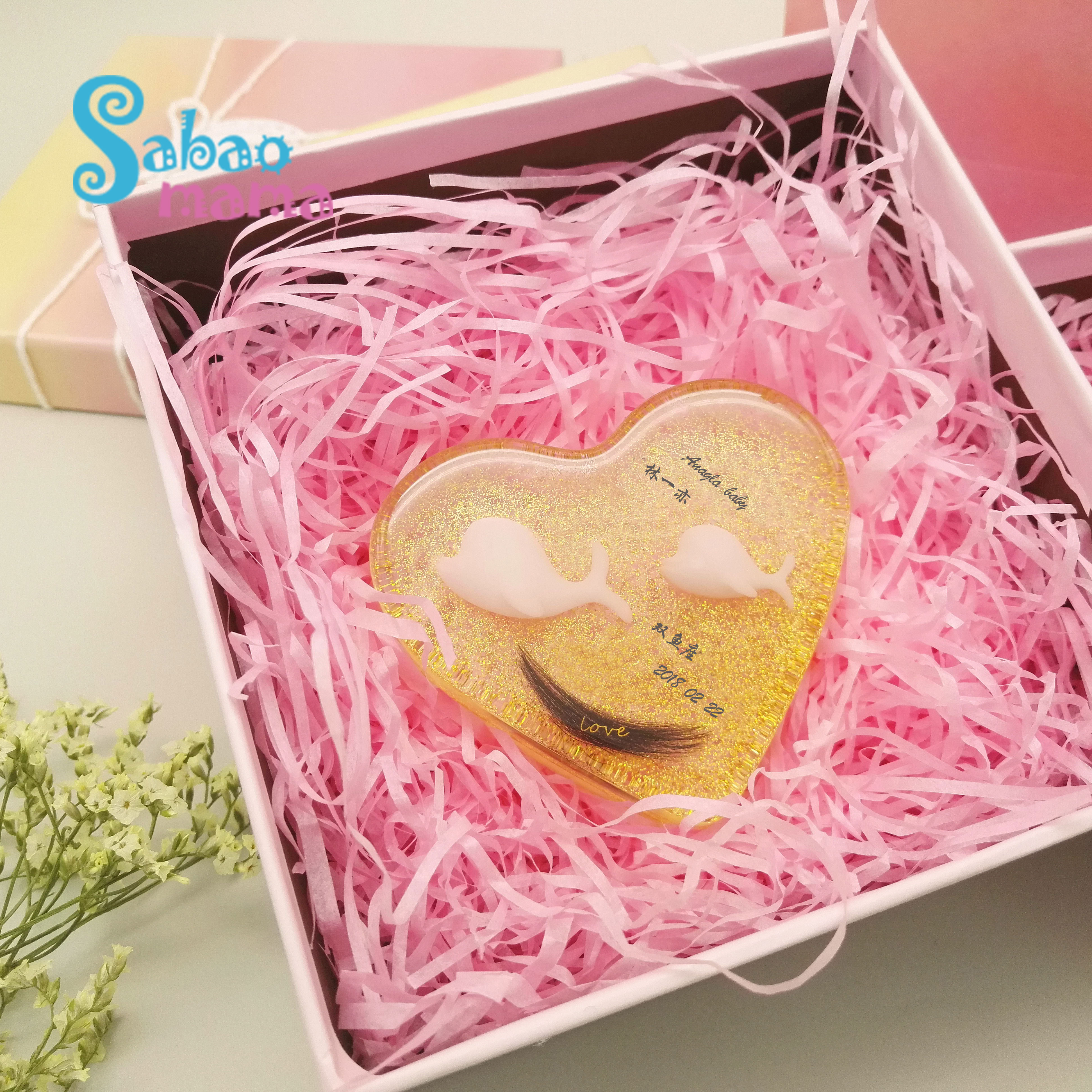 Love fetal hair breast milk dolphin ornament baby fetal hair souvenir breast milk souvenir ornament name high-end customization