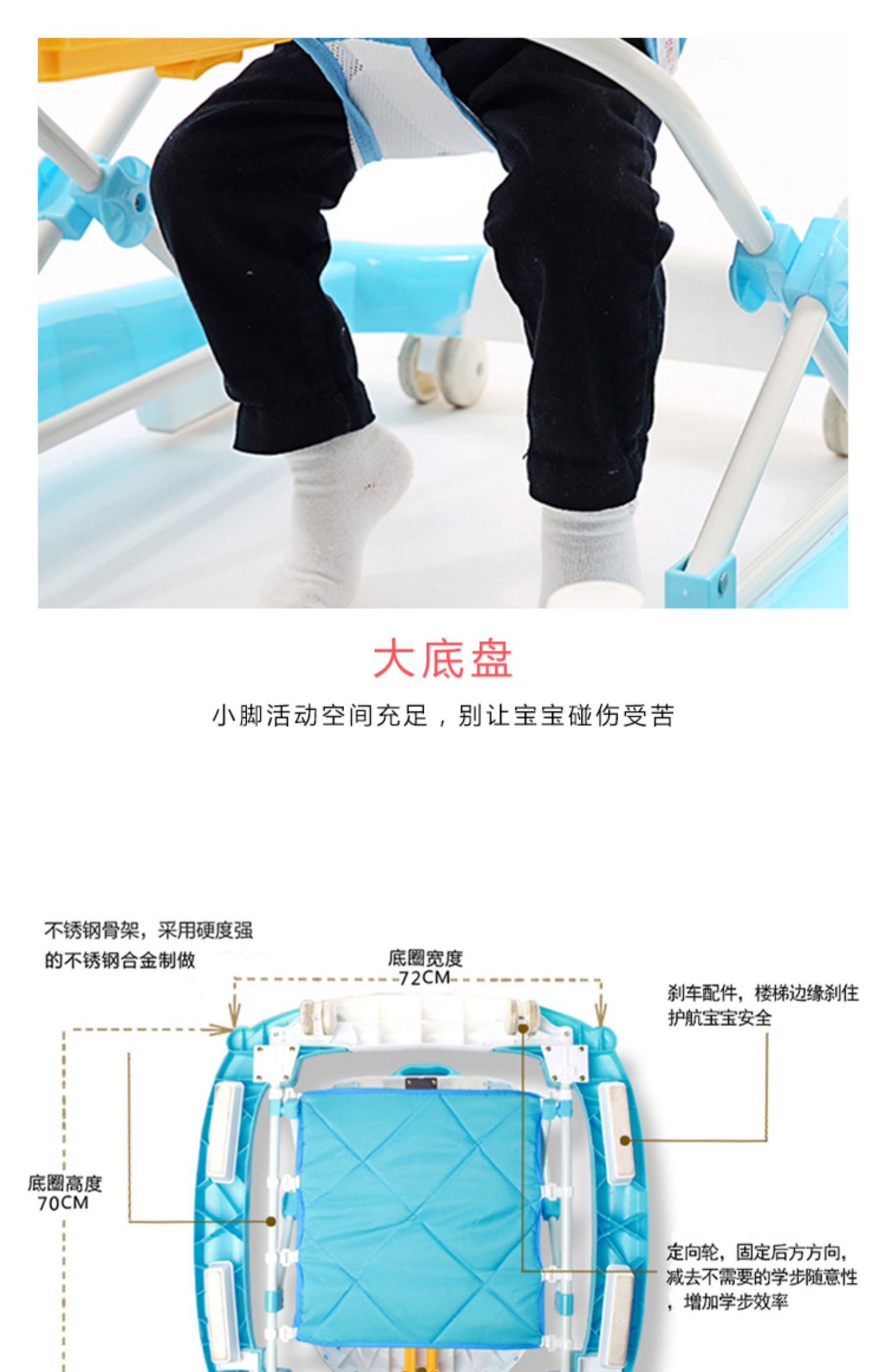 Baby Walker 7-18 tháng Nam Tay em bé đẩy chân kiểu chữ O Rollover Đa chức năng Cô gái trẻ đẩy xe đẩy - Xe đẩy / Đi bộ xe tập đi thông minh