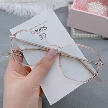 Ultra light TR90 discoloration anti-UV light protection goggles polygonal transparent light color large frame glasses male and female