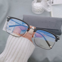 Brow Line Eyeframe Pure Titanium Ultra-Young Woman Myopia Can Fit Lenses Anti-Blue Light Radiation Eye Frame Male Fit Retro