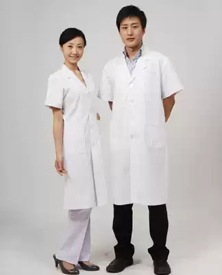 Half-sleeved white male and female physician clothes Overalls Short-sleeved summer clothes White coat Laboratory isolation clothes Nurse clothes