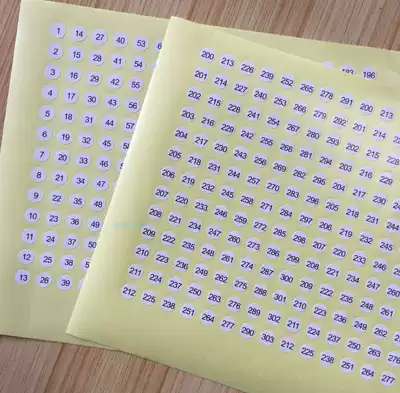 Strong sticky small size 8MM number 1-300 digital nail polish number sticker serial number number number number page label sticker