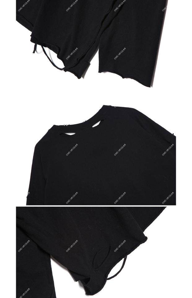 Покупать в южной корее 19SS Grunge Crow длина стороны Манжета T -Frish свитер, Others / Other 