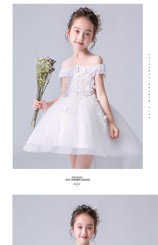Váy hoa bé gái váy công chúa 2018 hè mới xòe váy cưới bồng bềnh váy trẻ em set vest 3 món cực chất cho bé trai